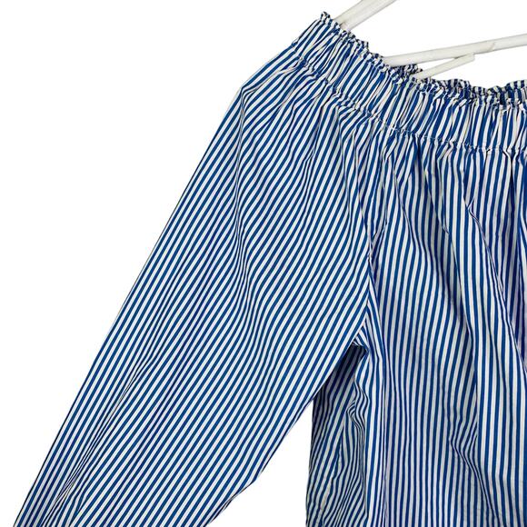 GAP Top XXL Off Shoulder Blue White Striped Lightweight New - Picture 2 of 9